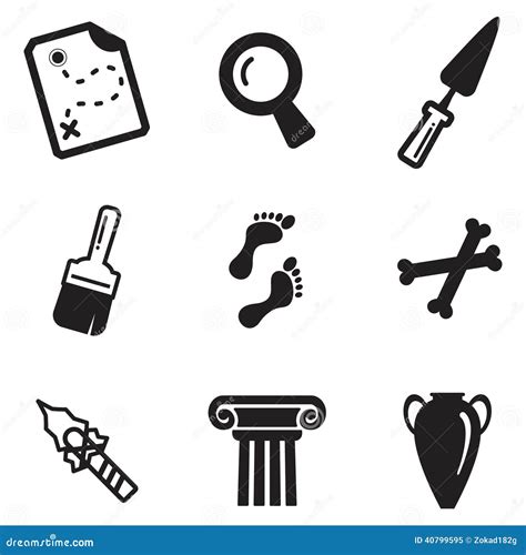 Archeology Icons Stock Vector Illustration Of Ancient