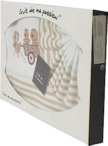 Coffret Parure De Draps Pour Berceau Landau Couffin Beige Stri