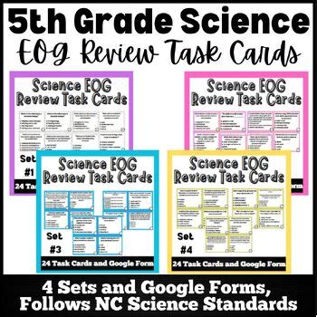 BUNDLE Science Review EOG Test Prep Task Cards And Google Forms 5th