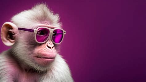 Premium Photo | A monkey wearing sunglasses and a pink background