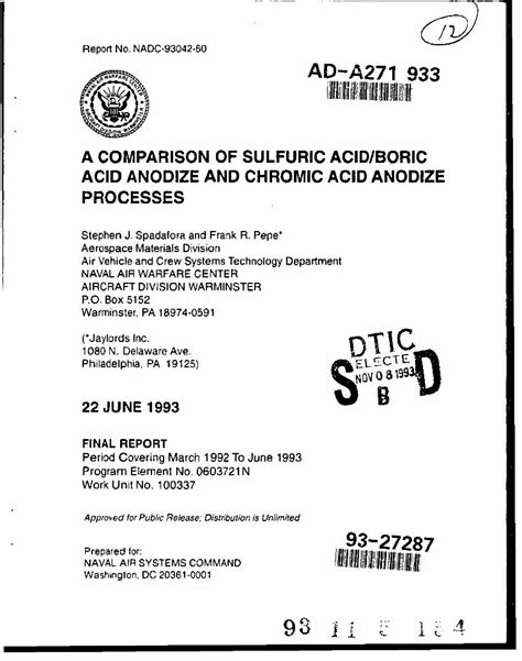 Pdf A Comparison Of Sulfuric Acid Boric Acid Anodize And Chromic Acid