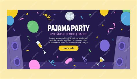 Free Vector Flat Horizontal Banner Template For Pajamas Party Celebration