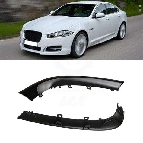 Pair Black Front Bumper Molding Trim Right Left For Jaguar XF 2012 2015