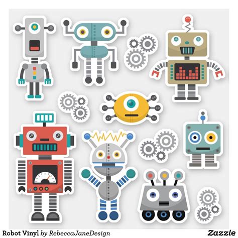 Toy Robots Vinyl Sticker Zazzle Robot Painting Robot Toy Robot