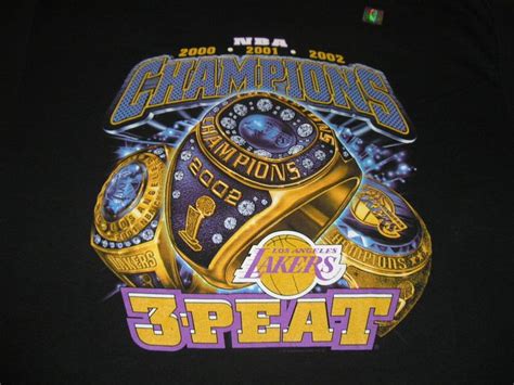 Los Angeles Lakers 3 Peat Shirt Kobe Shaq Nba Champions 2000 2001 2002