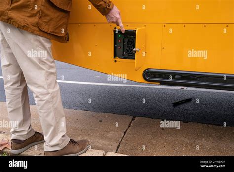 The Charging Port Of A New Electric School Bus At John Lewis Elementary