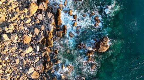 Texture Of The Sea And Wild Beach Aerial View K Stock Footage