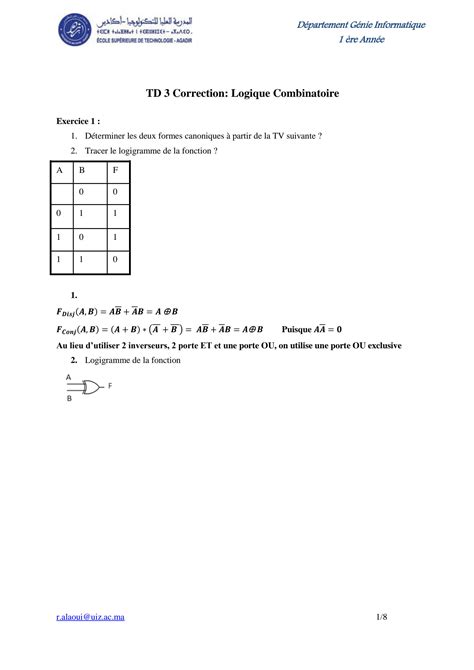 Solution Td Logique Combinatoire Corrig Studypool