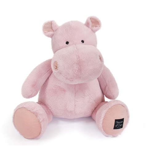 Histoire d ours Peluche Hippopotame Rose poudré 85 cm HIP PIE