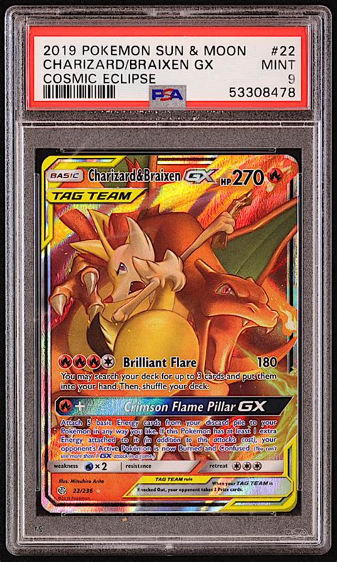 Charizard Braixen Gx Pokemon Cosmic Eclipse Psa