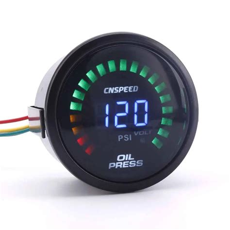 CNSPEED 2 52mm Digital Analog 20 LED Car Oil Pressure Gauge 0 120 Psi