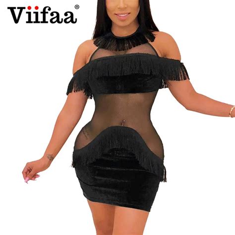 Aliexpress Buy Viifaa See Through Mesh Contrast Velvet Women