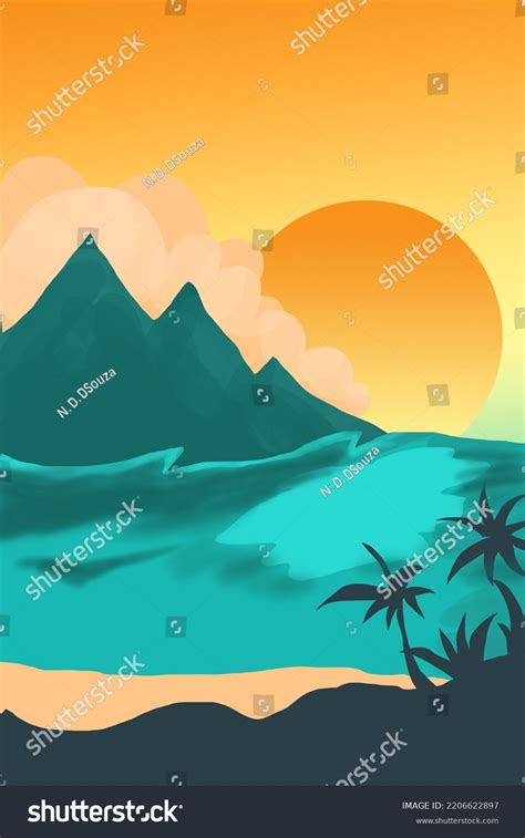 Landscape Design Digital Art Nature On Stock Illustration 2206622897 ...