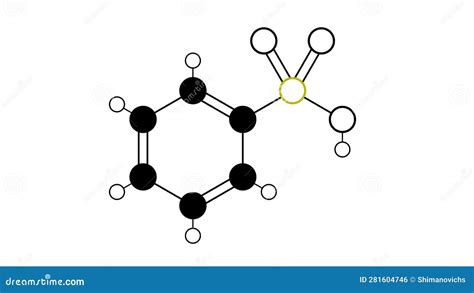 Benzenesulfonic Acid Molecule Structural Chemical Formula Ball And