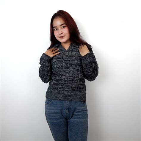 Jual Clarisa Polo Cable Twish Sweater Rajut Atasan Wanita Crop Tebal