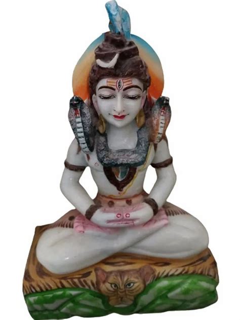 White Painted Marble Lord Shiva Statue For Temple Size 1 Ft At Rs