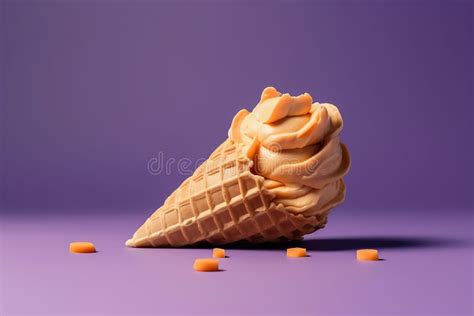 Sorvete Em Cone De Waffle Isolado Em Fundo Roxo Foto De Stock Imagem