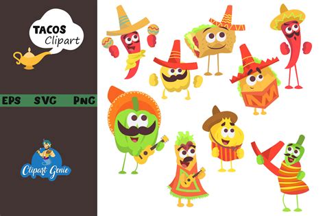 Funny Tacos Clipart And Svg By Clipartgenie Thehungryjpeg