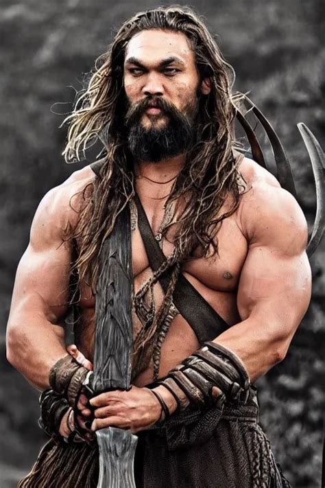 Jason Momoa Terry Crews Long Braided Viking Beard Stable Diffusion