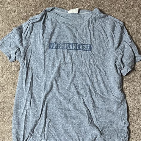 American Eagle Mens Blue And Grey T Shirt Depop