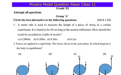 Class 11 Physics Model Question 2080 Pdf Download