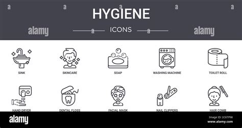 Hygiene Konzept Linie Symbole Set Enthält Symbole für Web Logo ui ux