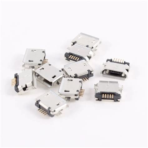 10 Pieces Micro USB Type B Female 180 Grade 5 Pin Surface Mount SMD