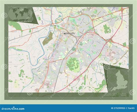 Gloucester England Great Britain Osm Labelled Points Of Cit Stock Illustration