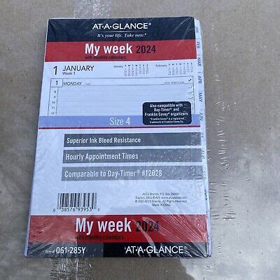 AT A GLANCE 2024 Weekly Planner Refill Loose Leaf Desk Size 5 12 X 8 12