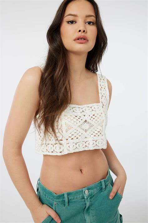 White Ultra Crop Crochet Tank Ardene