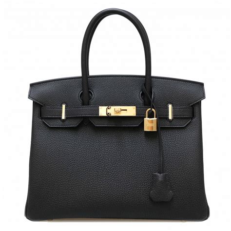 Birkin 30 HERMES togo noir doré occasion certifiée authentique