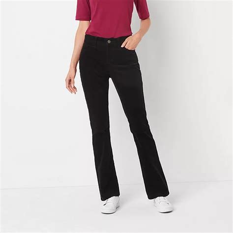 St Johns Bay Womens Mid Rise Bootcut Corduroy Pant Tall Color Black Jcpenney