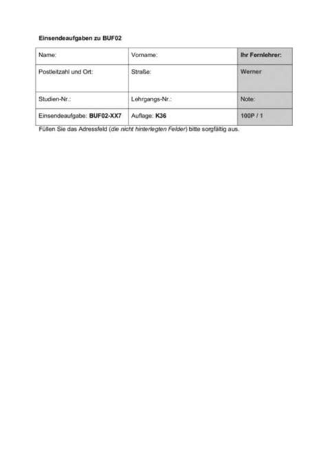 Einsendeaufgabe Grundlagen der Buchführung II BUF02 XX7 K36