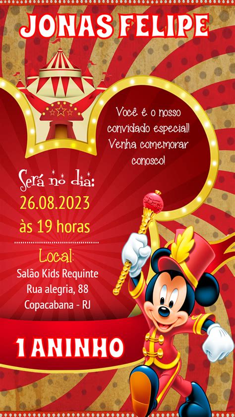 Fazer Convite Online Convite Digital Circo Do Mickey