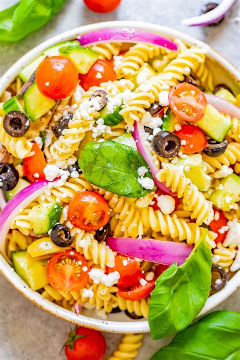 Minute Mediterranean Pasta Salad Averie Cooks