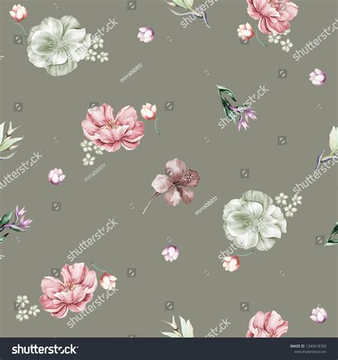 Seamless Pattern With Roses Hand Drawn Watercolor Illustration