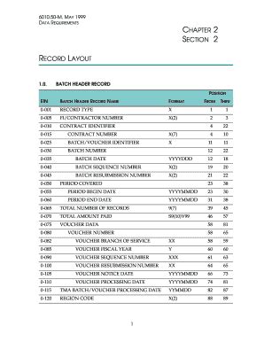 Fillable Online Manuals Tricare Osd BATCH HEADER RECORD Fax Email Print