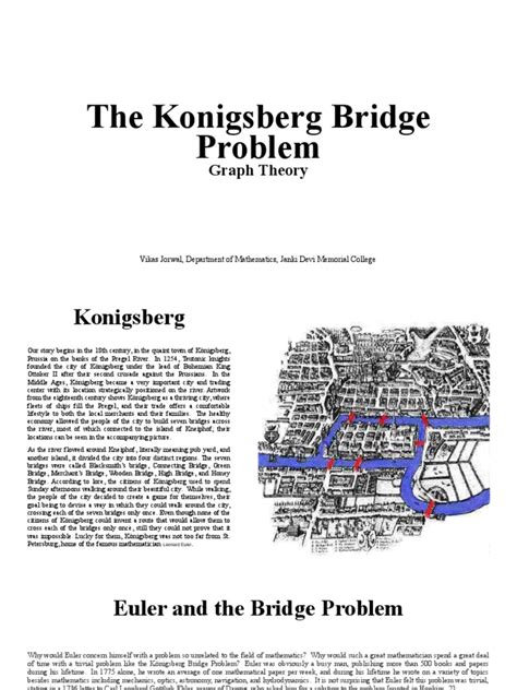 The Konigsberg Bridge Problem Graph Theory Pdf Mathematics Leonhard Euler