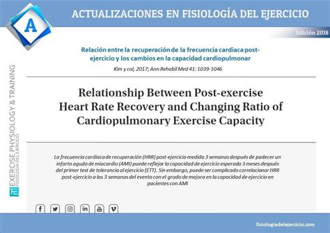 Relaci N Entre La Recuperaci N De La Frecuencia Cardiaca Post Ejercicio