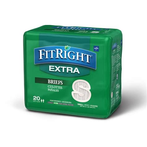 Fitright Extra Adult Briefs With Tabs Moderate Absorbency Small 20