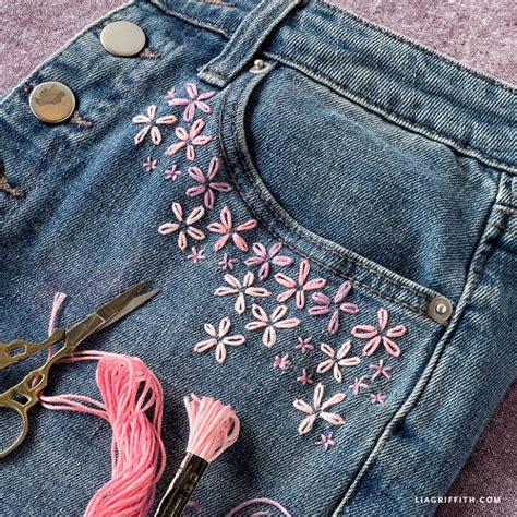 Flower Embroidered Jeans Lia Griffith