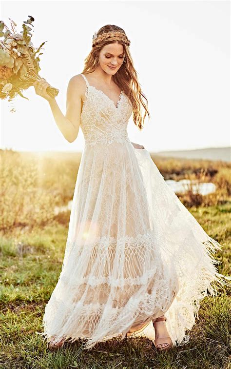 Rustic Boho Wedding Dress With Fringe Details HARLO Boho Wedding