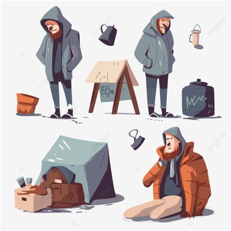 Homelessness Clipart Tv Series Character Design Set Representing Homeless People Cartoon Vector