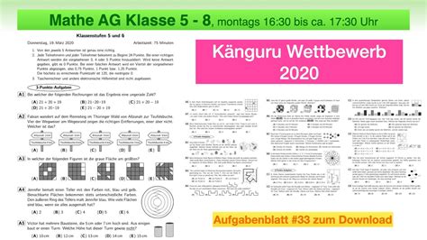 Mathe Ag Bis K Nguru Wettbewerb Aufgaben Und