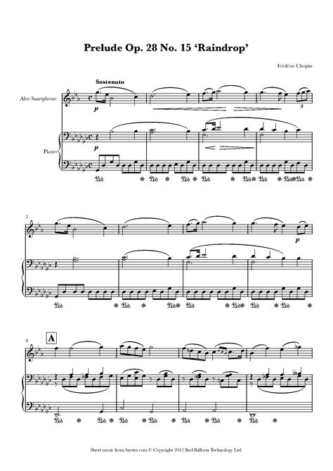 ﻿chopin Prelude Op 28 No 15 Raindrop Sheet Music For Saxophone