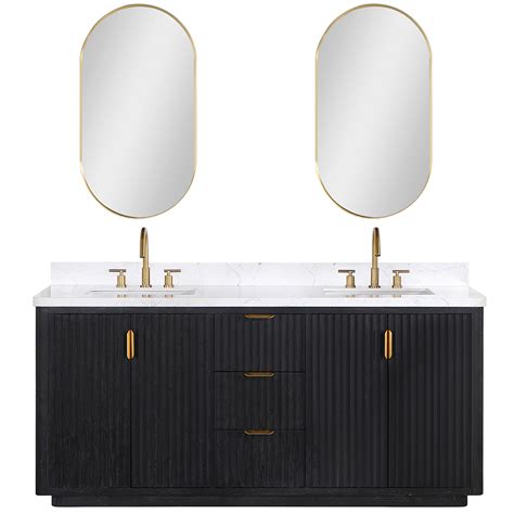 72in Free Standing Double Bathroom Vanity In Fir Wood Black With