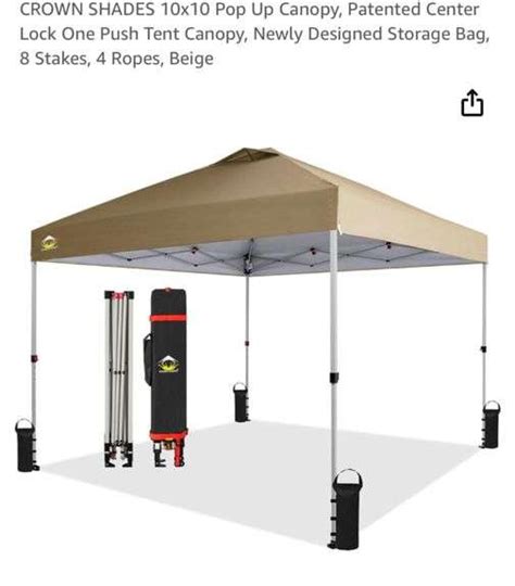 Crown Shades X Pop Up Canopy Patented Center Lock One Push Tent