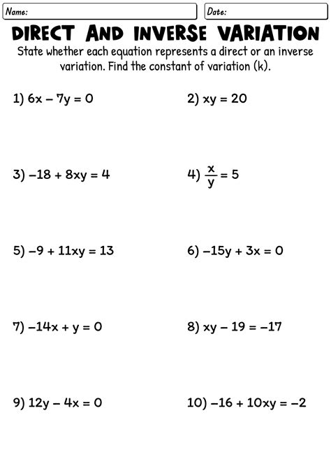 14 Direct Variation Worksheets Printable / worksheeto.com