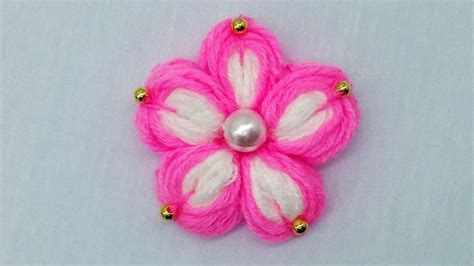 Very Easy Woolen Flower Making For Beginners Hand Embroidery Amazing