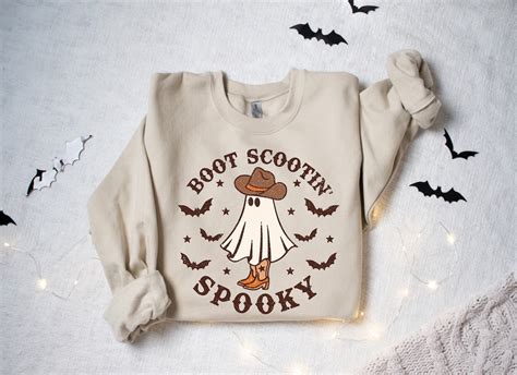 Boot Scootin Spooky Sweatshirt Halloween Shirt Cowboy Ghost Shirt